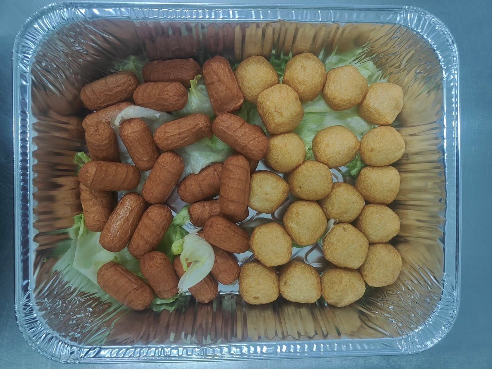 Sausages and fish balls party tray